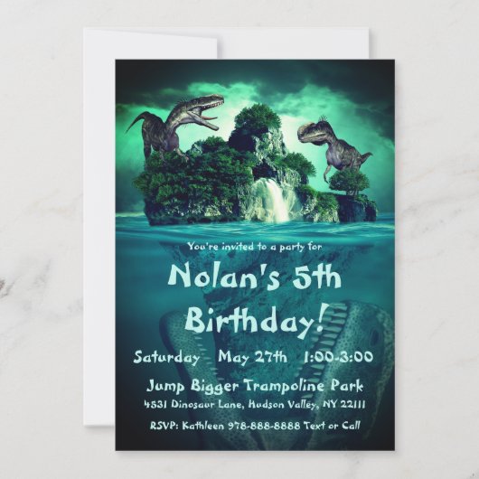 Dinosaurier Island Geburtstagsparty Einladung (Vorderseite)