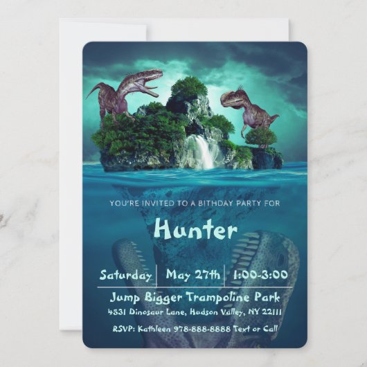Dinosaurier Island Geburtstagsparty Einladung (Vorderseite)