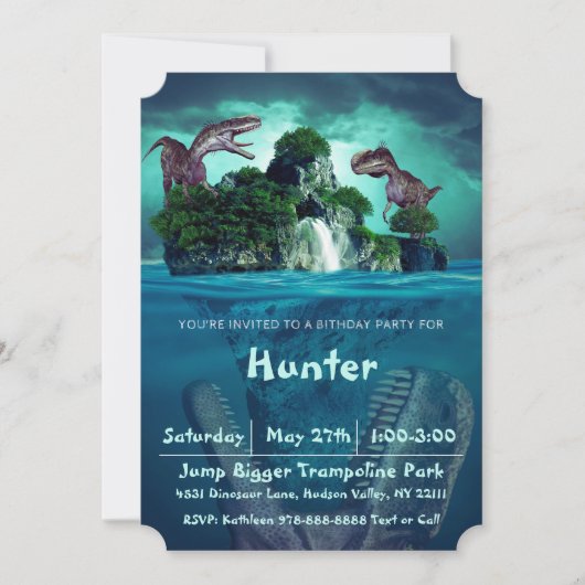 Dinosaurier Island Geburtstagsparty Einladung (Vorderseite)