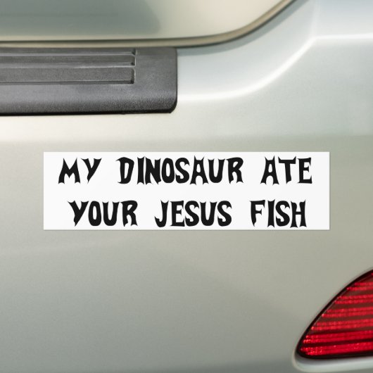 Dinosaurier isst Jesus-Fische Autoaufkleber (Auf Auto)