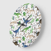 Dinosaurier-Jagd! Dinosaurier auf Große Wanduhr (Winkel)