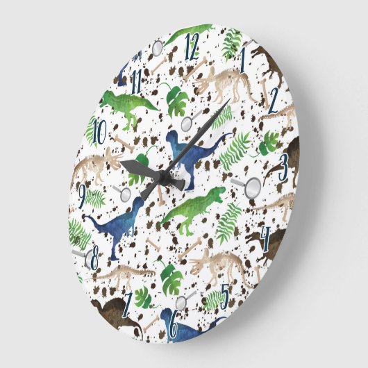 Dinosaurier-Jagd! Dinosaurier auf Große Wanduhr (Winkel)