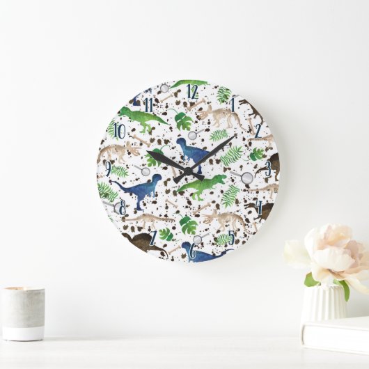 Dinosaurier-Jagd! Dinosaurier auf Große Wanduhr (Zuhause)