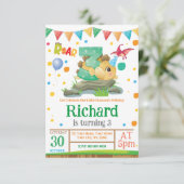 Dinosaurier Junge 3. Geburtstag Einladung (Stehend Vorderseite)