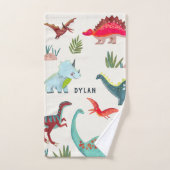 Dinosaurier-Junge blaue Monogramm-Großdruckkinder Badhandtuch Set (Handtuch)