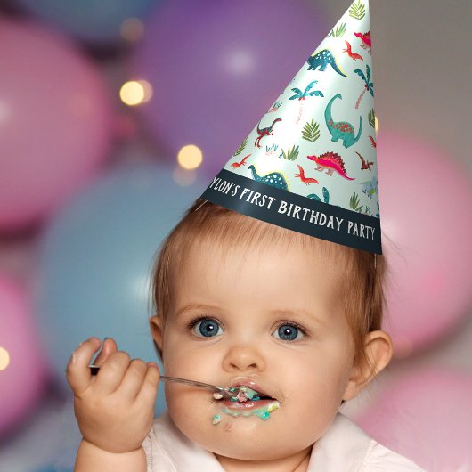 Dinosaurier Junge First Birthday Blue Party Hat Partyhütchen