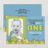 Dinosaurier-Jungen-erstes Geburtstags-Party Einladung (Vorne/Hinten)