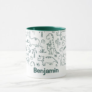 Dinosaurier Jungen Name Dino Süß Dschungel Grün Tasse