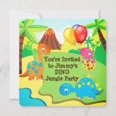 Dinosaurier Jungle Geburtstagsparty Einladung (Vorderseite)