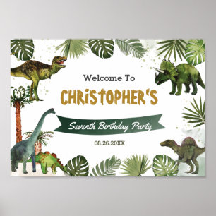 Dinosaurier Jurassic Geburtstagsparty Begrüßung Ze Poster
