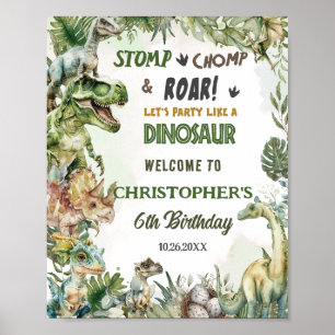 Dinosaurier Jurassic Geburtstagsparty Begrüßungsze Poster