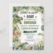 Dinosaurier Jurassic Geburtstagsparty Stomp Chomp Einladung (Vorderseite)