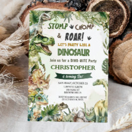 Dinosaurier Jurassic Geburtstagsparty Stomp Chomp  Einladung