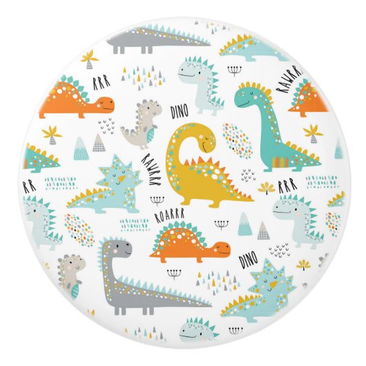 Dinosaurier Keramik Pull Keramikknauf (Vorderseite)