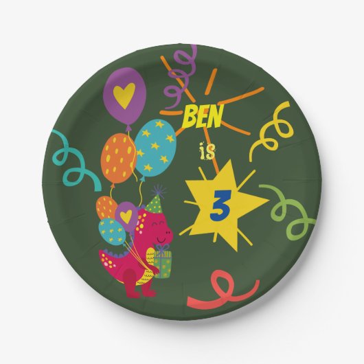 Dinosaurier kids Party Geschirr Pappteller (Vorderseite)