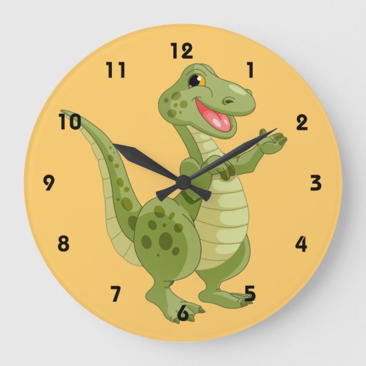 Dinosaurier Kids Wall Clock Große Wanduhr (Vorderseite)