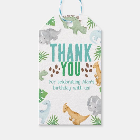 Dinosaurier Kind Geburtstagsparty Geschenk Tag Geschenkanhänger (Vorderseite)