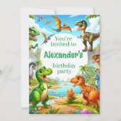 Dinosaurier-Kind zum Geburtstag Einladung (Vorderseite)