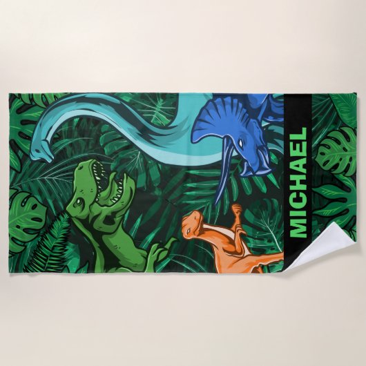 Dinosaurier Kinder Dino Jurassic Trex Boy Strandtuch (Vorderseite)
