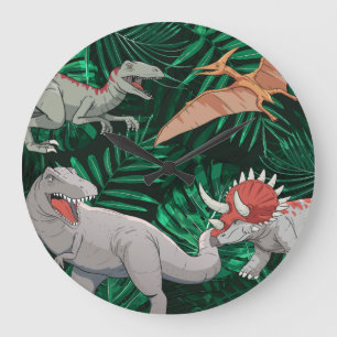 Dinosaurier Kinder Dino Jurassic Trex Jungen Schla Große Wanduhr