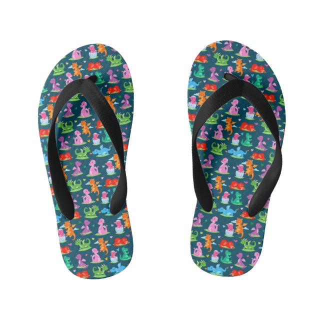 Dinosaurier-Kinder-Flip-Flops Kinderbadesandalen (Fußbett)