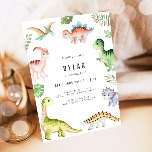 Dinosaurier-Kinder-Geburtstags-Einladung Einladung