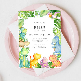 Dinosaurier-Kinder-Geburtstags-Einladung Einladung