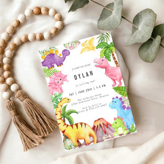 Dinosaurier-Kinder-Geburtstags-Einladung Einladung