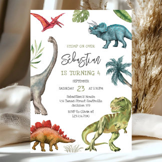 Dinosaurier-Kinder-Geburtstags-Einladung Einladung