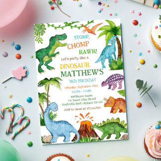 Dinosaurier-Kinder-Geburtstags-Einladung Einladung