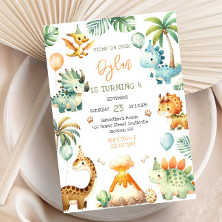Dinosaurier-Kinder-Geburtstags-Einladung Einladung