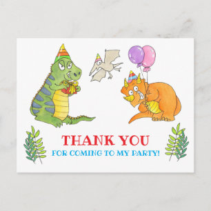 Dinosaurier-Kinder-Geburtstagsfeier Danke Postkarte