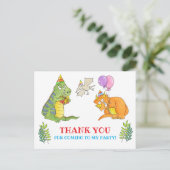 Dinosaurier-Kinder-Geburtstagsfeier Danke Postkarte (Stehend Vorderseite)