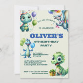 Dinosaurier-Kinder-Geburtstagsfeier Save The Date (Vorderseite)