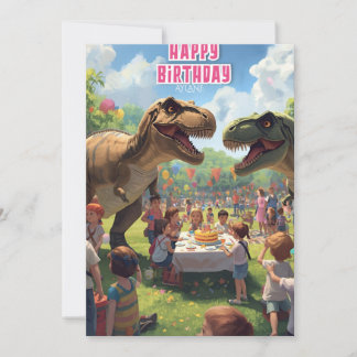 Dinosaurier-Kinder-Geburtstagskarte Einladung