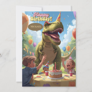 Dinosaurier-Kinder-Geburtstagskarte Einladung