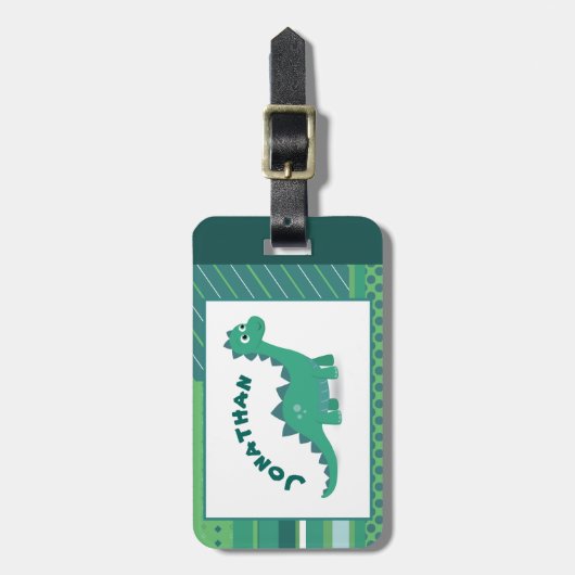 Dinosaurier Kinder Gepäckanhänger. Gepäckanhänger (Vorderseite vertikal)