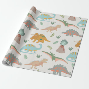 Dinosaurier Kinder Handgezeichnet Boho Dinosaurier Geschenkpapier