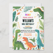 Dinosaurier-Kinder niedliche Jungen T drei 3. Rex  Einladung (Vorderseite)