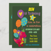 Dinosaurier Kinder Party einladen Einladung (Vorne/Hinten)