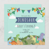Dinosaurier Kindergeburtstag Einladung (Vorne/Hinten)