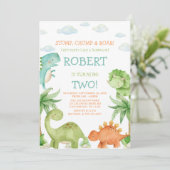 Dinosaurier-Kindergeburtstag Einladung (Stehend Vorderseite)