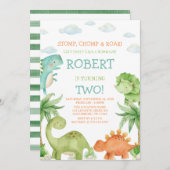 Dinosaurier-Kindergeburtstag Einladung (Vorne/Hinten)