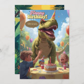Dinosaurier-Kindergeburtstag-Karte Einladung (Vorne/Hinten)