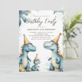 Dinosaurier Kindergeburtstag Party Einladung (Stehend Vorderseite)