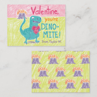 Dinosaurier-Klasse Valentine Note Card Mitteilungskarte
