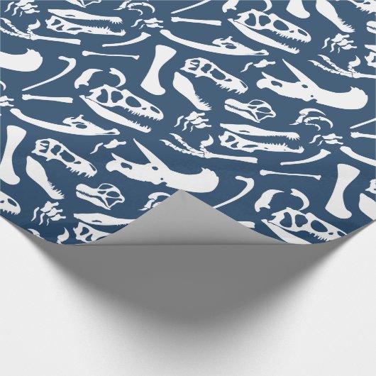 Dinosaurier-Knochen (blau) Geschenkpapier (Ecke)