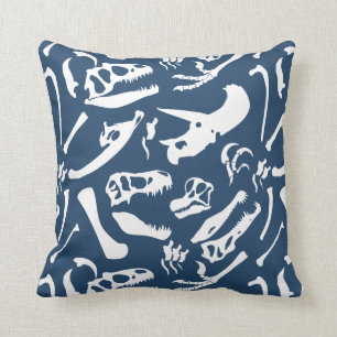 Dinosaurier-Knochen (blau) Kissen