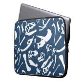 Dinosaurier-Knochen (blau) Laptopschutzhülle (Vorderseite Links)