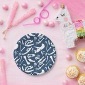 Dinosaurier-Knochen (blau) Pappteller (Party)